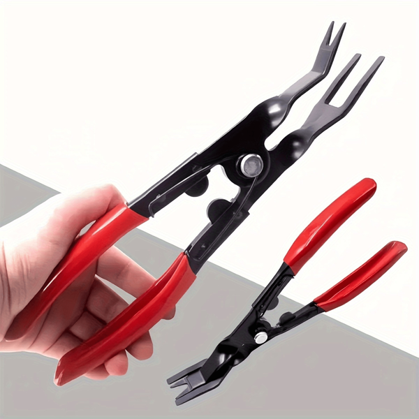 1 pièce Pince de clip de voiture et outil de démontage des attaches, outil de démontage et de décoration de voiture, convient pour le panneau de porte, l'intérieur, le tableau de bord, la réparation des fixations en plastique