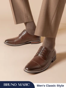 Men's Classic Business Style Modern Oxfords Father's Day Gifts - Cà phê nâu - Xem 1