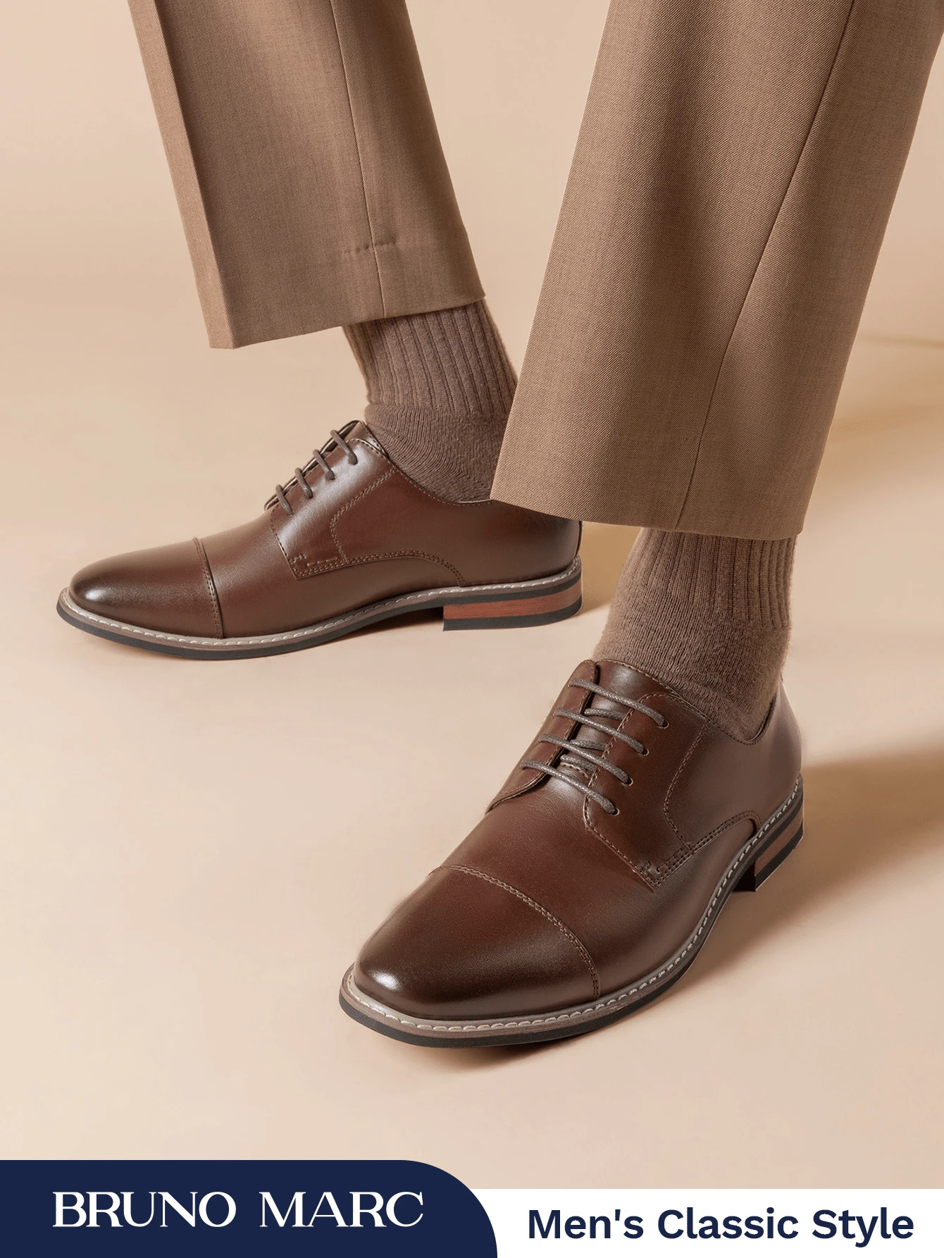 Men's Classic Business Style Modern Oxfords Father's Day Gifts - Cà phê nâu - Xem 1