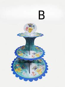 3-Tier Circular Cake Stand, Cake Stand, Birthday Decor, Suitable For Pokemon, Pikachu Cake, Family Gathering, Christmas Birthday Party Theme Decoration