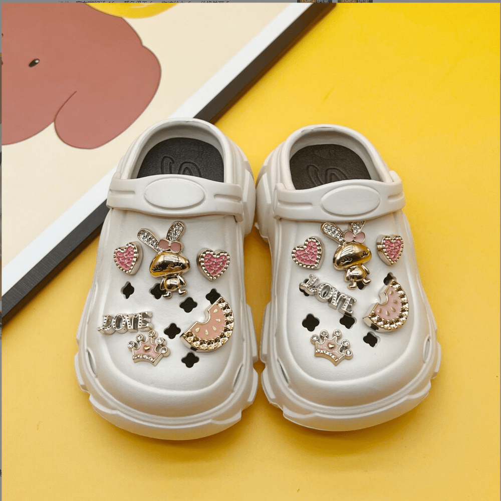 2025 New Style Kids' Gold Rabbit Hollow Anti-Slip Slide Sandals, Summer Beach Slippers For Toddler Boys Girls