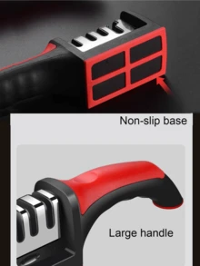 Afilador de cuchillos de mano multifunción de 3 etapas, herramienta de afilado rápido con base antideslizante, accesorio de cocina - Multicolor - Ver 4