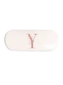 1pc Cream Solid Color Eyeglasses Case, New Minimalist Design, Portable, Waterproof And Dustproof (Small, Plastic Material) Letter Eyeglasses Hard Case - PU Leather A-Z Floral Print Eyeglasses Case - White - View 16