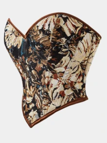 New Matte Black Strapless Tight Tummy Control Shapewear Crop Top For Women - Brown - View 4