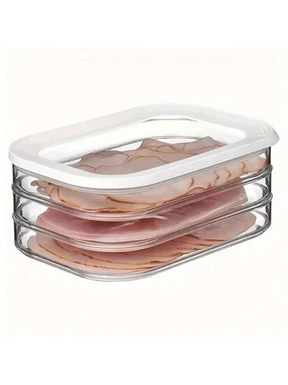 [Recipiente hermético sellado triple] 1 pieza reutilizable para carne, frutas y aperitivos - Ideal para almacenamiento de alimentos y ahorro de espacio