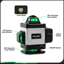 Yofidra Professional 4D Laser Level - 1 Set 16 Line Self Leveling Green Beam 4x360 Cross Horizontal Vertical Line Laser Tool - 2 Rechargeable Lithium Batteries For Construction Tiling Picture Hanging - UK Plug(220-240V) - View 4