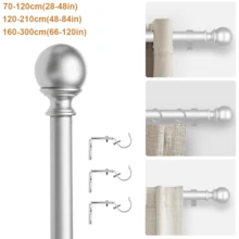 1pc Heavy-Duty Retractable Shower Curtain Bar, Retractable Shower Curtain Bar, Stainless Steel Shower Curtain Bar, Tension Bar, Adjustable Retractable Shower Curtain Bar, Bathroom Window, Kitchen Wardrobe Shower Curtain Railing, Silvery - 70-120cm - View 3