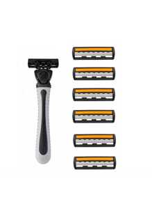 Maquinilla de afeitar manual de 3 hojas, afeitadora facial para hombres, cuchillas de repuesto para maquinilla