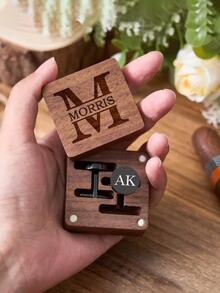 Personalized Tie Clip Gift Box, Personalized Cufflinks, Personalized Initial, Engraved Wedding Cufflinks, Customized Tie Clip Set, Groomsman Gift, Father's Day Gift, Husband Gift, Groomsman Proposal Gift - Multicolor - View 2