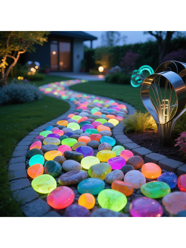200pcs Glow-In-The-Dark Resin Pebbles, Suitable For Outdoor Decoration, Gardens, Lawns, Courtyards, Aquariums, Trails, Fish Tanks, Trails, Aquariums, Roads, Wedding Decorations, DIY Decorations