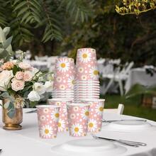 10/20 件 9 盎司雏菊主题派对纸杯，适合生日派对、节日庆祝、野餐和家庭聚会，可供 10/20 人使用，花瓣图案的桌面装饰 - 彩色 - 查看 2