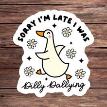 1PC Funny Goose Sticker, Aesthetic Vinyl Decal, Cute Slouchy Dilly Dallying Laptop & Water Bottle Sticker, Cottagecore Procrastination Sticker, Slow Life Funny Meme Sticker For Notebook, Phone Case, Journal, Travel Luggage, Student Gift