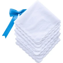 Local Delivery- Ladies Embroidery Cotton White Handkerchiefs Lace Wedding Hankies - J06-3pcs C - 查看 6