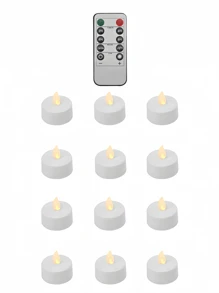 6/12/24 Pcs Set Flameless LED Tea Lights, Battery Powered 100 Hrs With Remote Control Timer, Realistic 3D Wick Votive Candles For Dating, Wedding, Party, Holiday, Home Decor - Plastic, Smokeless, Battery-Powered, Flameless Lights With On/Off Switch (Warm White)