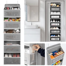Over The Door Hanging Organizer With 5 Layer 10 Pockets, Fabric Unfinished Wardrobe & Bathroom Storage Solution For Adults & Teens, Versatile Doorway Hanging Shelf System For Home Organization