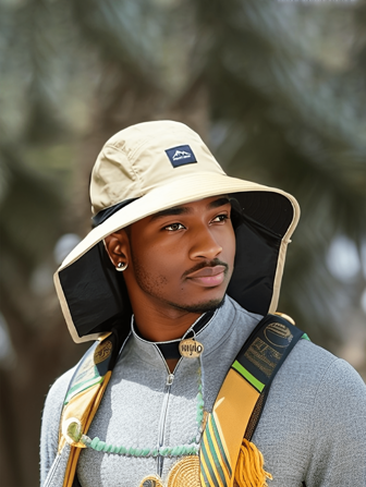 Unisex Outdoor Sun Protection Bucket Hat, Suitable For Fishing, Travel, Camping And Hiking - Made Of Durable Polyester, 4 Colors Available: Navy Blue, Black, Camel, Khaki, Street Style Cap