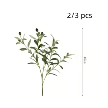 2/3pcs Lifelike Artificial Olive Branches - Realistic Plastic Greenery Stems With 6 Forks, Perfect For Vase Filling & Desktop Accent, Ideal For Home Decor, Room Decor, Garden Decor, Wedding Bouquets And Birthday Gifts