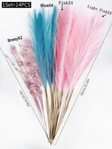 14PCS/1Set Artificial Pampas Grass Bouquet Boho Faux Reed With Mini Acorns Fake Oak Nut Plants For Wedding Decoration, Valentine'S Day Decor, Birthday Decor, Anniversary Decor, Home Decor,Table Decor,Bedroom And Bathroom Room Decor,Desk Decor,Room Decoration Stuff,Autumn Decor,Fall Autumn Decor ,Table Decor,Plant Pot Decor