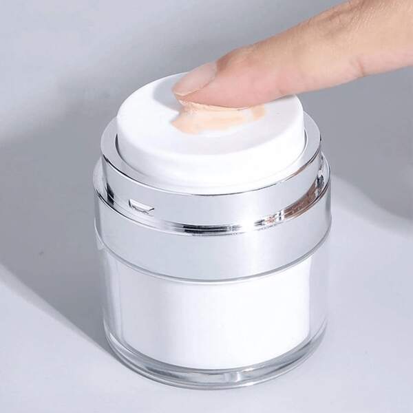 1pc 15/20/30/50/80/100ml Acrylic Pressed Vacuum Cream Jar, Full Cover Jar For Creams, Lotions, Outdoor Travel, Home Living Room Bedroom Bathroom Decor, Travel Accessories, Weddings, Parties, Birthdays, Gifts For Men, Mom, Dad, Friends, New Year, Accessories, Fun Gift