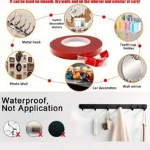 1pc Super Strong Double Sided Adhesive Tape, Washable Reusable Waterproof Transparent Double Tape, Suit For Kitchen Bathroom Supplies