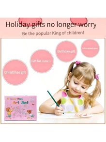 208pcs/Set Children Student Drawing Tool Combination Set, Wax Crayon & Watercolor Pen Washable (Pattern Accessories & Colors Random), Beginner Painting Set, Christmas Gift For Kids,Back To School