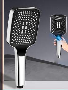 1 件方形高压淋浴喷头，大出水孔，单手操作，高流量家用淋浴喷头，适用于淋浴房 - 銀色 - 查看 10