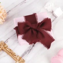 1/3 Roll Wine Red Handmade Chiffon Silk Ribbon Fringe,Burgundy Chiffon Ribbon For Flower Bouquet, Fabric Ribbon For Gift Wrapping, Burgundy Frayed Edges Ribbons For Wedding Invitations Bridal Bouquets Gifts Wrapping Crafts Holiday Party Decorations,Handmade Frayed Ribbon For Wedding, Chiffon Silk Ribbon For Christmas Decorations - Burgundy - View 4