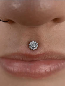 1 件钛金属穿孔簇状方晶锆石花朵耳骨耳环耳屏穿孔平背耳钉耳轮穿孔首饰女士礼物 - 彩色 - 查看 11