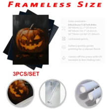 3 件套、万圣节画廊墙、万圣节印刷品、复古万圣节印刷品、鬼魂画、黑暗学院装饰、万圣节墙面艺术印刷品、带画框的墙面艺术、墙面艺术、海报、帆布材料（可选画框）、万圣节礼物、特殊礼物、家居装饰、厨房装饰、客厅装饰、卧室装饰、办公室装饰、不给糖就捣蛋