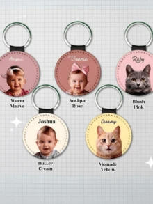 1 件定制照片钥匙扣定制包饰个性化肖像姓名皮革图片钥匙扣饰周年纪念礼物送给家人 - 彩色 - 查看 4