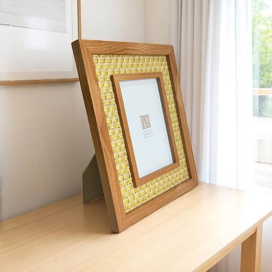10x15 Photo Frame Braided MDF And Brown And Black Glass Mat - Rỉ Nâu - Xem 1