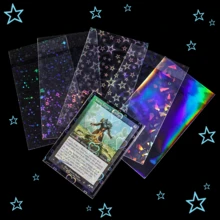 100张 65x90mm 全息软卡套，激光可重复密封，适用于星卡保护盒、PKM/PTCG 游戏卡保护套、YGO 棒球卡保护套 - 彩色 - 查看 6