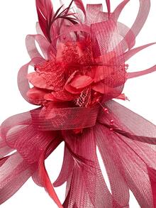 1 件勃艮第迷人帽子 20 年代 50 年代帽子药盒帽茶会头饰带面纱适合女孩和妇女，女士发带头饰，发饰，发箍，发饰 - 酒紅色 - 查看 5