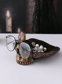 Resin Creative Halloween Skull Craft Home Decoration, Office Desktop Ornament, Glasses Storage Rack Decorative Figurine Best Gifts Birthday