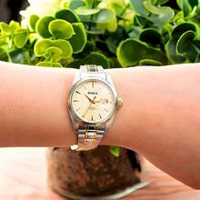 Ceas mecanic de damă DOXA - Cadran galben, carcasă din oțel inoxidabil și placată cu aur (Model D123TCM) - Ceas automat Business Elegance - Aur - Vizualizare 3