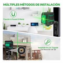 Nivel Láser de Rayo Verde Autonivelante de 360° con 2 Baterías, Nivel de 2 Líneas con Bolsa de Tela y Trípode de Serie Mini Nivel de 2 Líneas Portátil Lanzador de Líneas Láser de Luz Verde Instrumentos de Nivelación de Agua de Alta Precisión - Verde - Ver 8