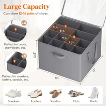 Local Delivery-
 Shoe Storage Organizer For Closet, Fits 12-16 Pairs, Large Shoe Box Storage Containers With Clear Cover And Reinforced Handles, Foldable Storage Bins Fits For Boots Heels Sneakers, 2 Pack Gray