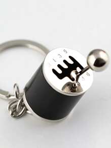 [Mini Alloy Gear Shift Keychain] Alloy Gearbox Keychain - Non-Braided Fashion Gear Shift Stick Keyring Car Accessory - Mini Auto Part Model Keychain (Black)