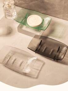 2pcs Transparent And Simple Soap Boxes, Thick And Durable Storage Rack, Suitable For Home Bathroom Soap Boxes, Dormitory Countertop Soap Racks Without Holes, And Bathroom Washbasin Soap Boxes