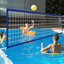 Red de voleibol extra grande de PE duradera y resistente, 180x36 pulgadas, para actividades al aire libre, juegos en el patio y la playa, fiestas en la piscina, entretenimiento en deportes de arena y agua, accesorios de voleibol, incluye bolsa de almacenamiento, marco no incluido - Multicolor - Ver 2