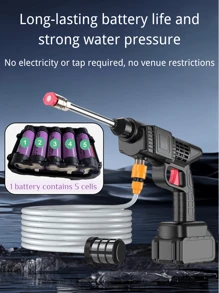High Pressure Car Wash Water Gun With Quick Connect Nozzle, Stainless Steel Foam Gun, Includes Rechargeable Battery, Red And Black Design, Perfect For Father's Day Or Outdoor Cleaning, High Pressure Washing