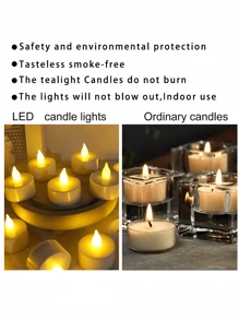 6/12/24 Pcs Set Flameless LED Tea Lights, Battery Powered 100 Hrs With Remote Control Timer, Realistic 3D Wick Votive Candles For Dating, Wedding, Party, Holiday, Home Decor - Plastic, Smokeless, Battery-Powered, Flameless Lights With On/Off Switch (Warm White)