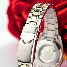 Ceas mecanic de damă DOXA - Cadran galben, carcasă din oțel inoxidabil și placată cu aur (Model D123TCM) - Ceas automat Business Elegance - Aur - Vizualizare 4