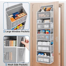 Over The Door Hanging Organizer With 5 Layer 10 Pockets, Fabric Unfinished Wardrobe & Bathroom Storage Solution For Adults & Teens, Versatile Doorway Hanging Shelf System For Home Organization