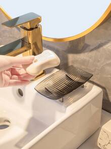 2pcs Transparent And Simple Soap Boxes, Thick And Durable Storage Rack, Suitable For Home Bathroom Soap Boxes, Dormitory Countertop Soap Racks Without Holes, And Bathroom Washbasin Soap Boxes