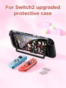 新鲜图案 Switch/Switch 2 控制台保护壳/透明闪光保护壳，兼容新 Switch 2(2025)/Switch NS/Switch OLED/Lite，兼容 Switch 游戏机配件，全套捆绑包括存储盒、卡槽底座、游戏卡夹、Switch 保护套，兼容 Switch 玩家的最佳礼物 - 多色 - 查看 20
