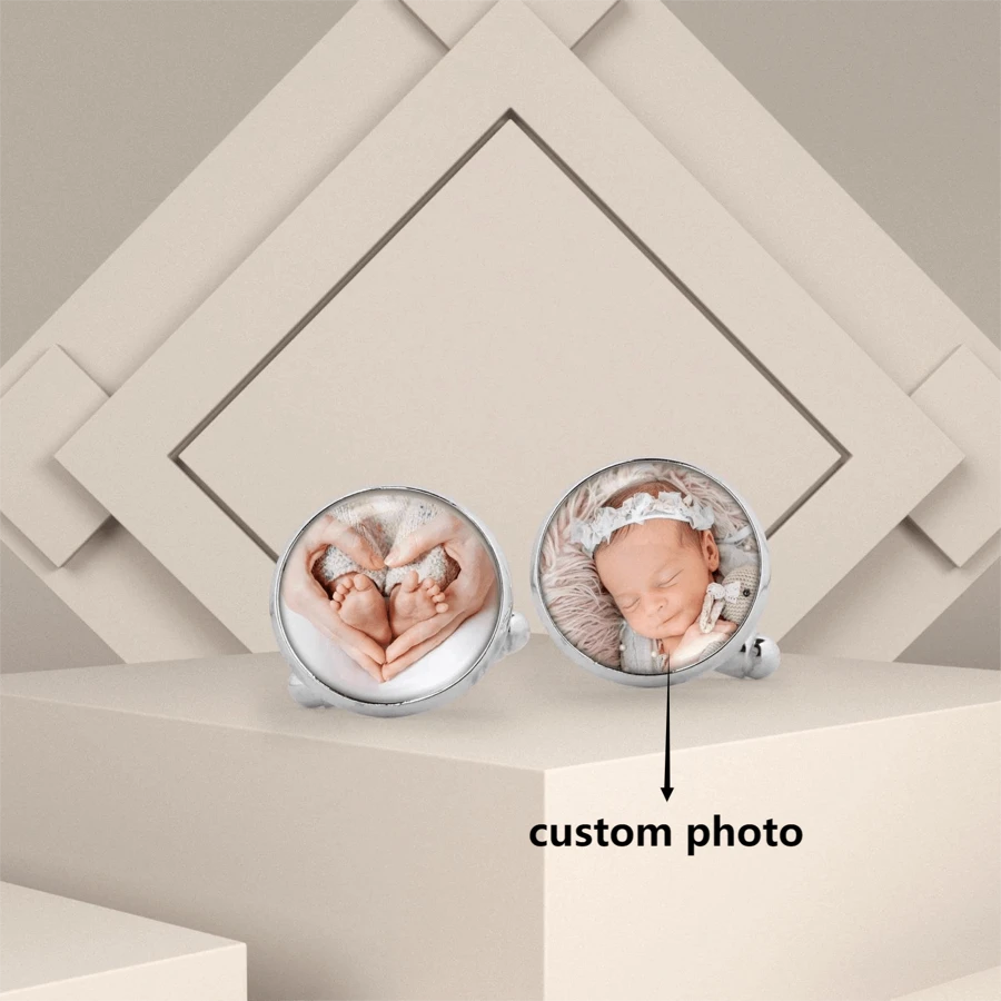 Custom Photo Cufflinks, Custom Cufflinks, Any Photo Baby Wedding Family Pets, Photo Cufflinks, Men Gift