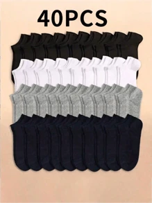 10/15/20/40 pares de calcetines tobilleros de unicolor, transpirables y absorbentes del sudor, calcetines unisex para niños para primavera/verano/todo el año