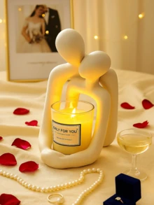 浪漫情侣雕像礼物 - 拥抱雕塑，适合周年纪念、婚礼、卧室和夏季家居装饰 - 彩色 - 查看 7