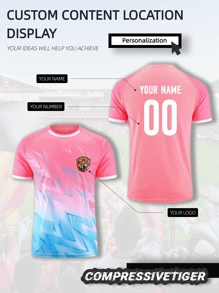 Camiseta deportiva personalizada de manga corta para hombres: logotipo personalizado, impresión de nombre y número, de secado rápido y transpirable para fútbol, fútbol americano, voleibol, bádminton, entrenamiento de primavera y verano